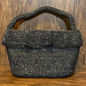 Vintage Handmade Black Chrome Beaded Evening Bag! Absolutely Beautiful!